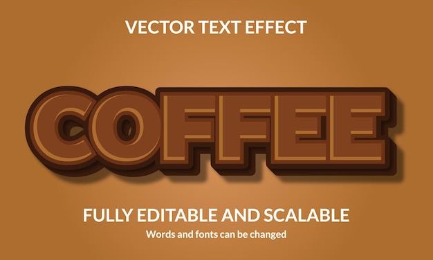 Vettore caffè effetto stile testo 3d modificabile
