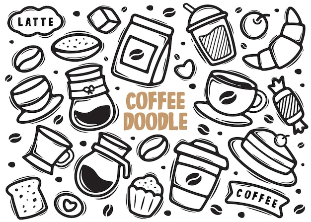 Vector coffee element doodle