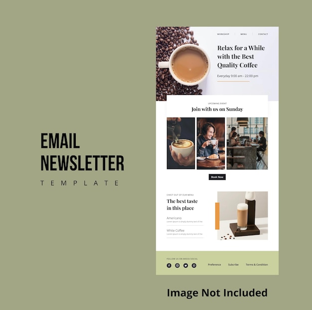 Vettore modello di newsletter per e-mail caffè