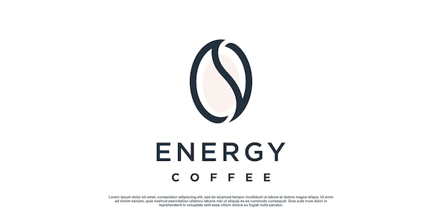 Design del logo dell'energia del caffè con un concetto semplice e unico vettore premium