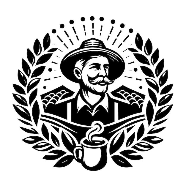 Vector coffee farmer logo retro