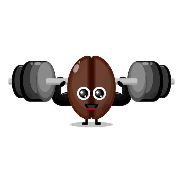 Caffè fitness bilanciere simpatico personaggio mascotte