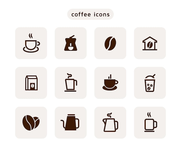 Vector coffee flat icons design set