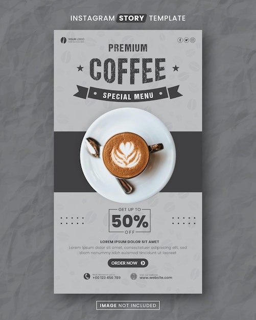 Vector coffee food and drink restaurant media social story post template