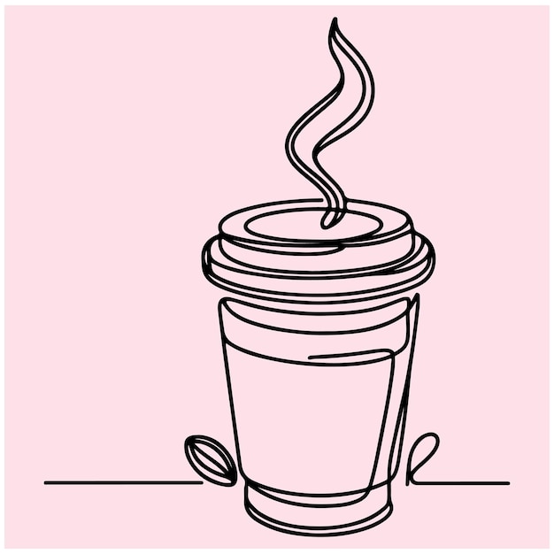 coffee to go cup of coffee continuous one line drawing line sketch vector illustration stock