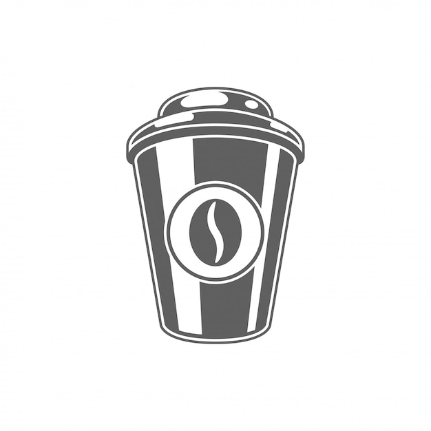 Coffee to go cup with bean vector illustration. 