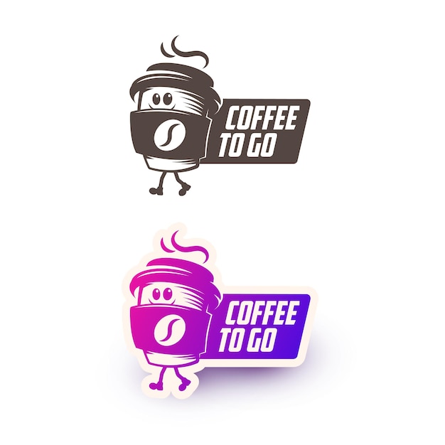 Etichetta con emblema del logo coffee to go