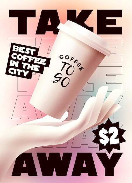 Coffee to go or take away banner or poster or flyer design template