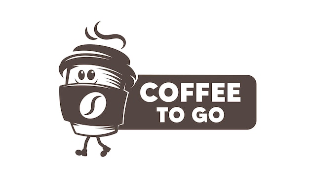 Кофе с собой. Векторный логотип, эмблема, этикетка