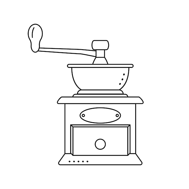 白い背景に分離されたコーヒー グラインダー落書きスタイル