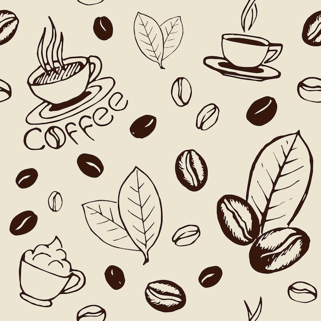 Coffee Hand Drawn Seamless Pattern