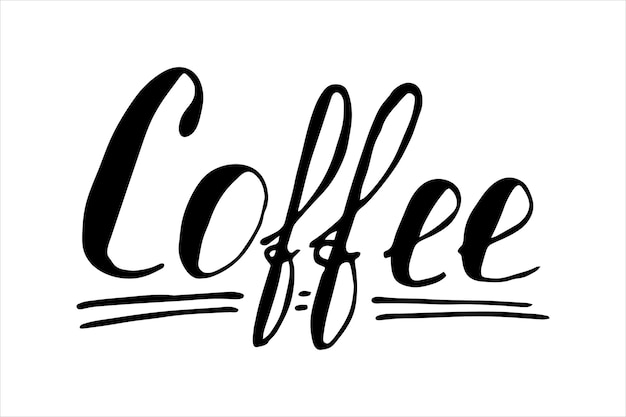 Caffè scritto a mano lettering vettore in bianco e nero