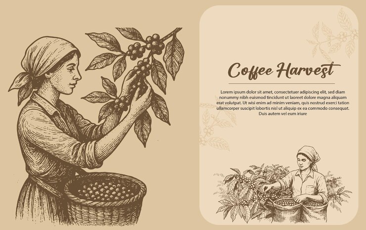 Vector coffee harvest illustration