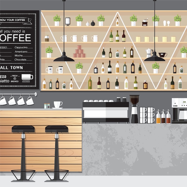 Vector coffee home interioers