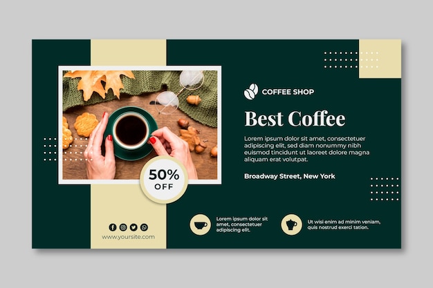 Vector coffee horizontal banner template