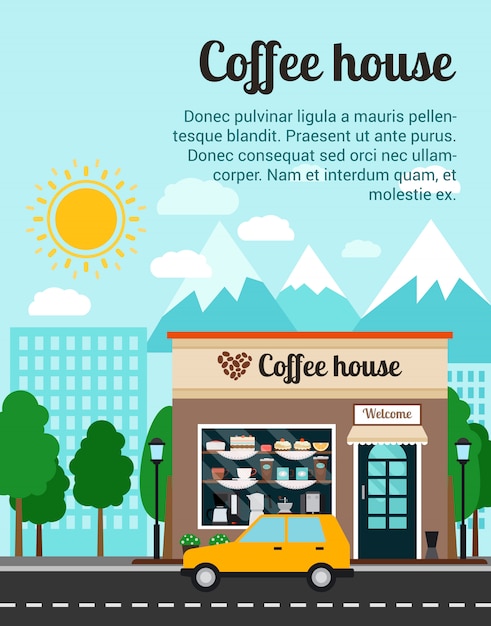 Coffee house advertising banner template