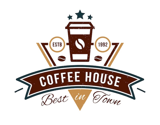 Premium Vector | Coffee house badge logo for cafe