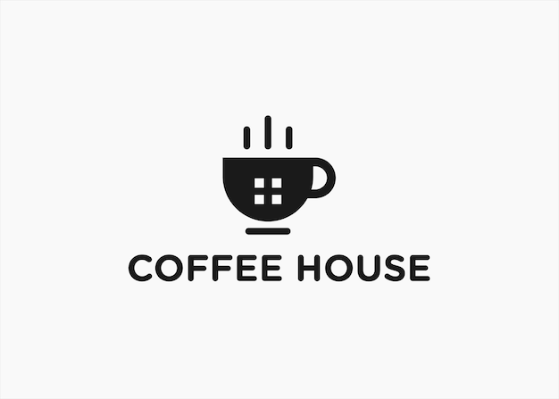 Кофейня дизайн логотипа вектор силуэт иллюстрация на белом фоне