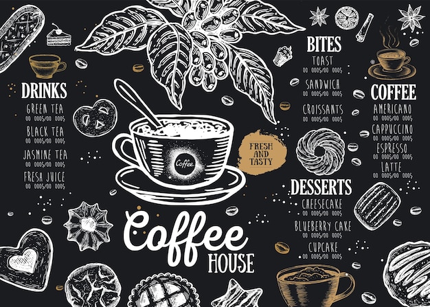 Coffee house menu Restaurant cafe menu template design Food flyer