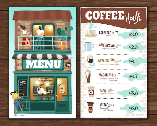 Vector coffee house menu.