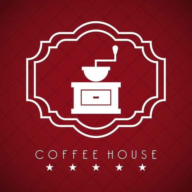 Coffee house over red  wine background vector illustration