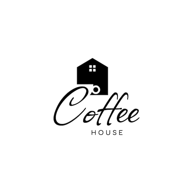 Coffee house with roof logo vector illustration design