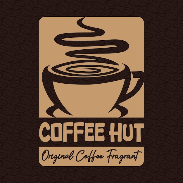 The Coffee Hut Square Stamp Logo Design