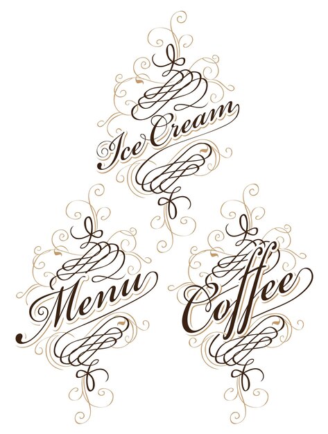 Coffee and ice cream typography set