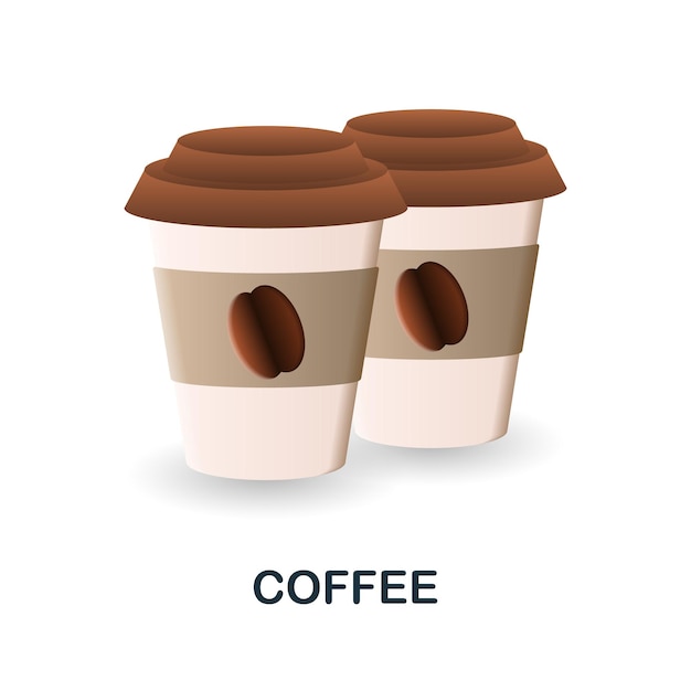 Coffee icon 3d illustration from fast food collection Creative Coffee 3d icon for web design templates infographics and more