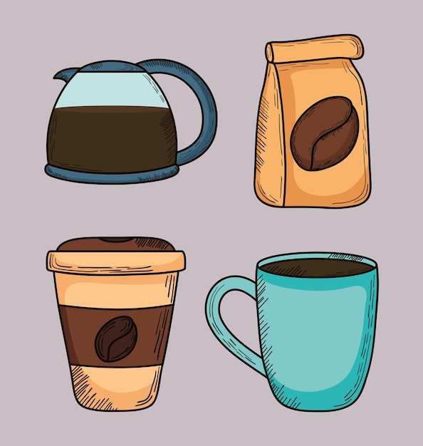 Coffee icon collection on background