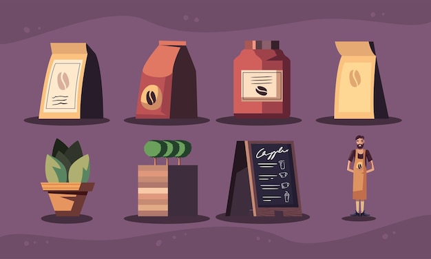 Vector coffee icon collection