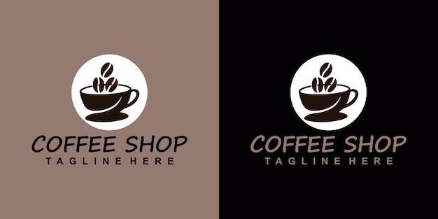 コーヒーのアイコンのロゴとコーヒー ショップのロゴ デザイン インスピレーション創造的な要素のプレミアム ベクトル