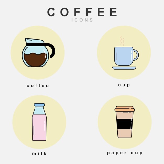 coffee icon set. collection of vintage coffee icons