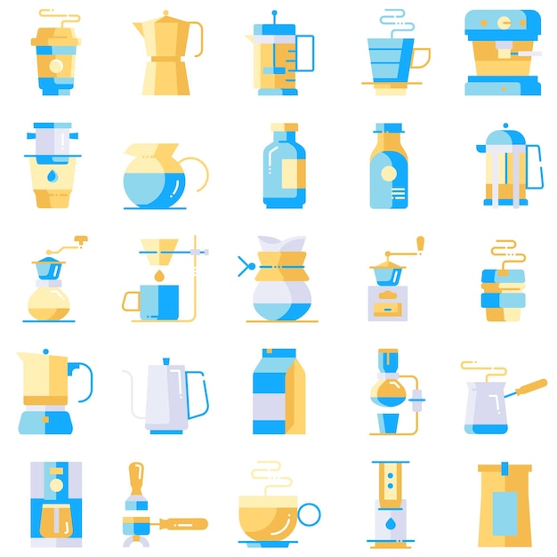 Coffee icon set colors