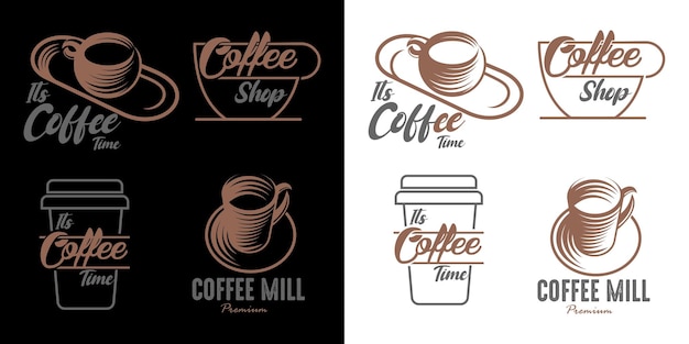 コーヒーのアイコン セットのロゴ デザイン ベクトル図