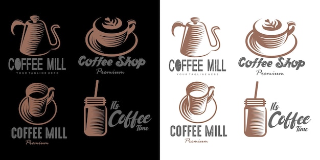 Coffee icon set logo design vector illustration