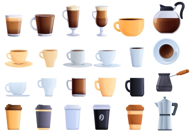 Vector coffee icons set. cartoon set of coffee vector icons