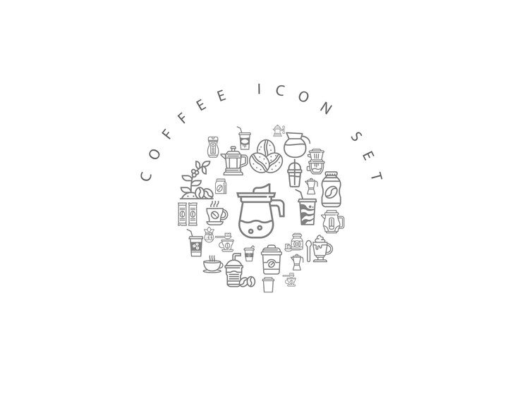 coffee icons set design