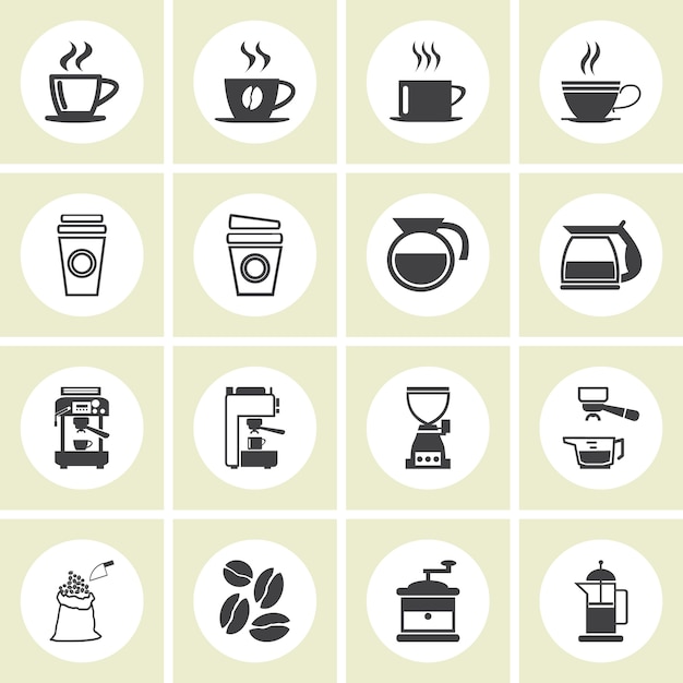 Coffee icons set.