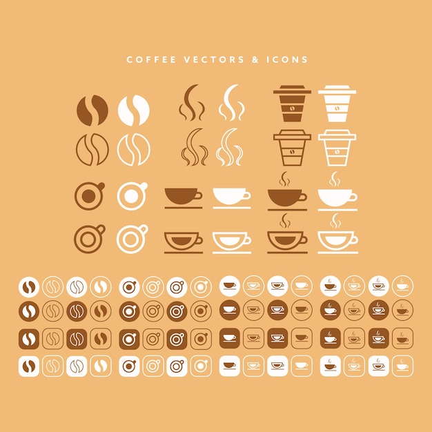 Vector coffee icons and vectors