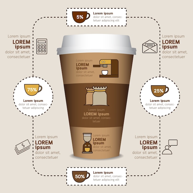 Set infografica caffè. illustrazione vettoriale