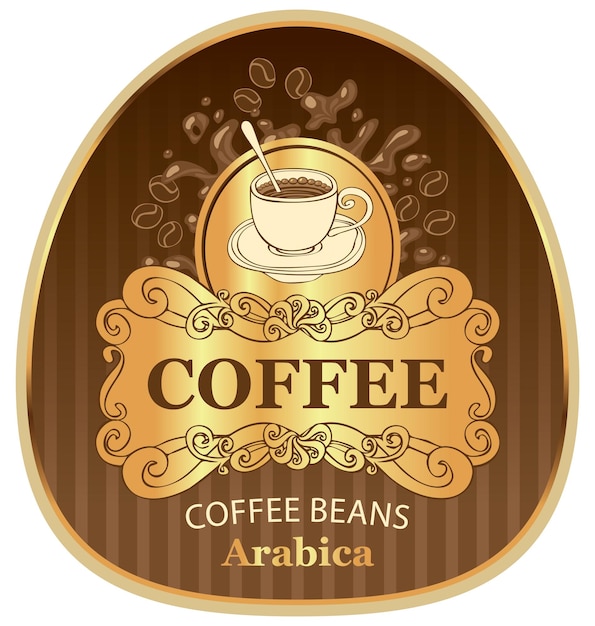 coffee label with cup and splash