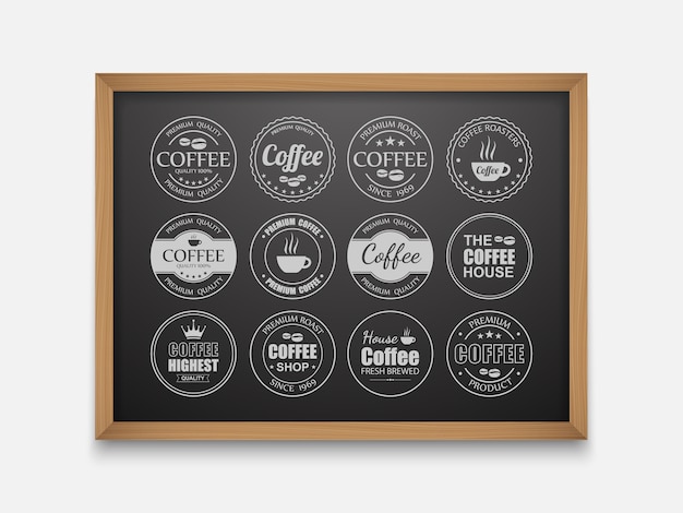 Coffee labels on chalkboard