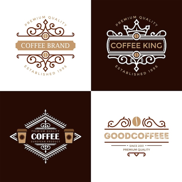 Modello del logo della collezione di etichette per il caffè