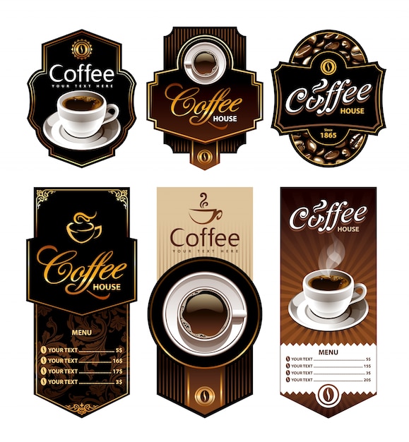 Vector coffee labels collection