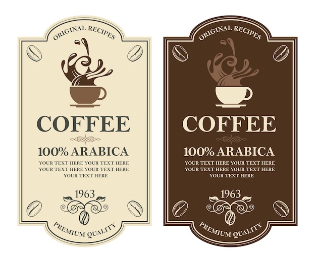 Coffee labels set