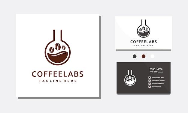 Coffee labs lab cup and bean logo vector icon illustration