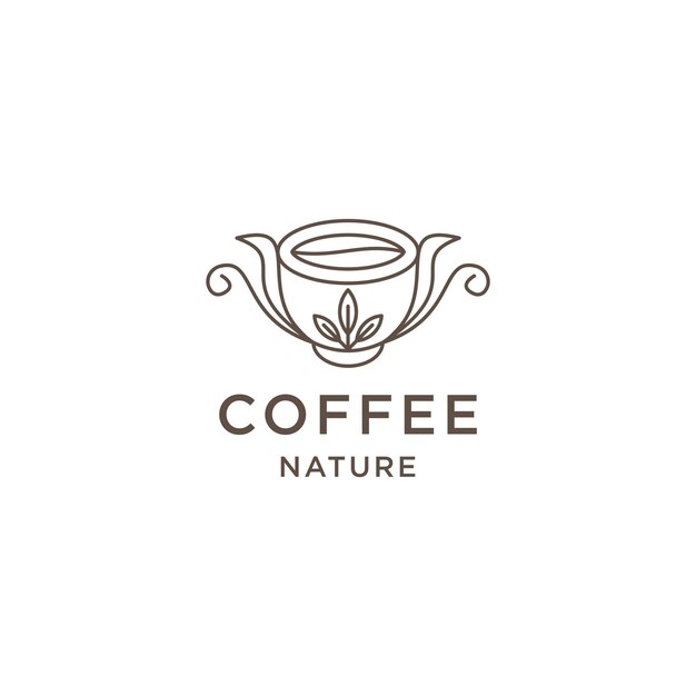 Coffee line logo icon design template flat vector