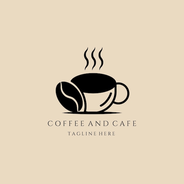 Coffee linear logo icon and symbol with emblem vector illustration design