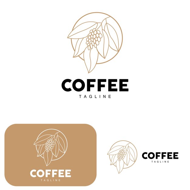 Coffee Logo Coffee Tree Design Cafe Drink Vector Icon Brand Illustration Symbol